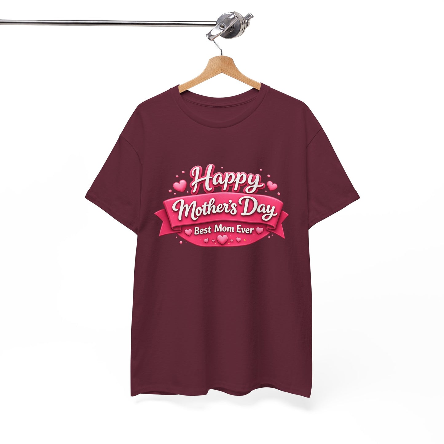 Mother's Day T-Shirt - "Happy Mother's Day Best Mom Ever" Pink Ribbon Design