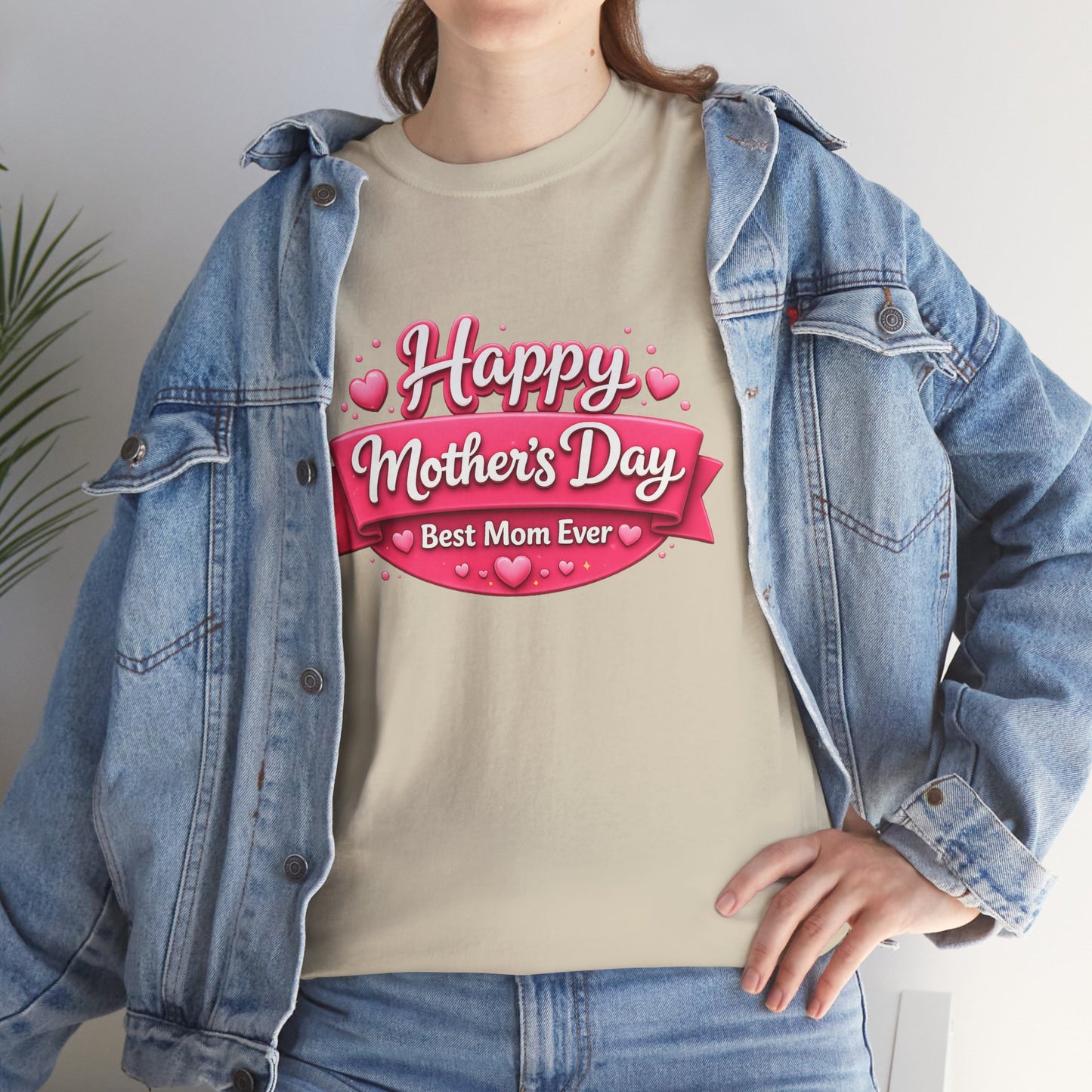Mother's Day T-Shirt - "Happy Mother's Day Best Mom Ever" Pink Ribbon Design