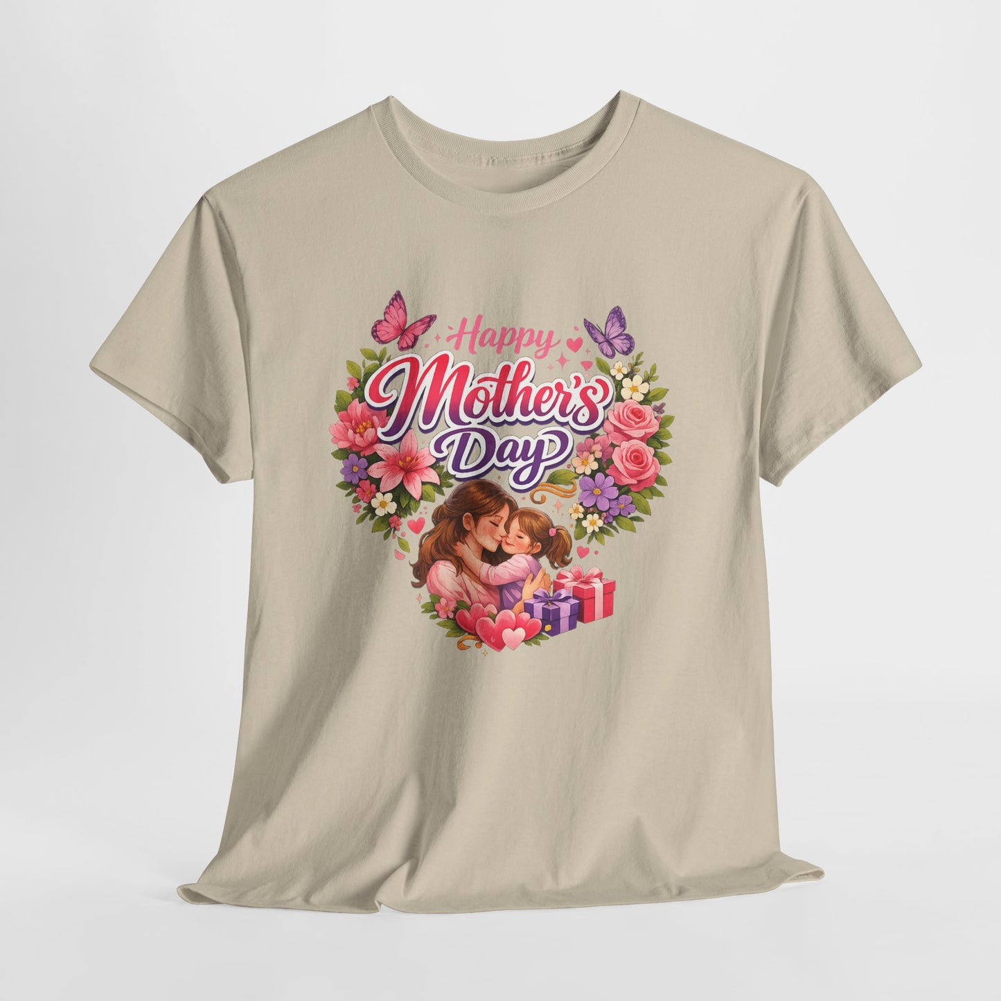 Mother's Day T-Shirt - "Happy Mother's Day" Floral Heart Design