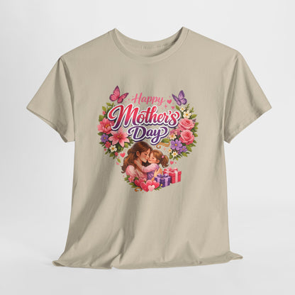 Mother's Day T-Shirt - "Happy Mother's Day" Floral Heart Design