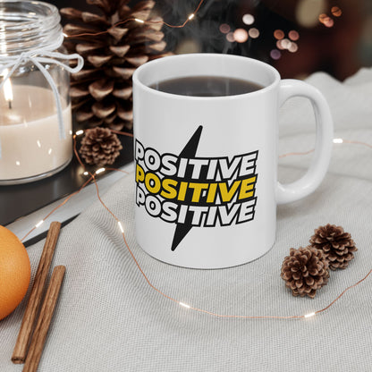 Positive Vibe Ceramic Mug, Motivational Coffee Cup, Gift for Friends, Inspirational Tea Mug, Cheerful Desk Decor, 11oz, 15oz