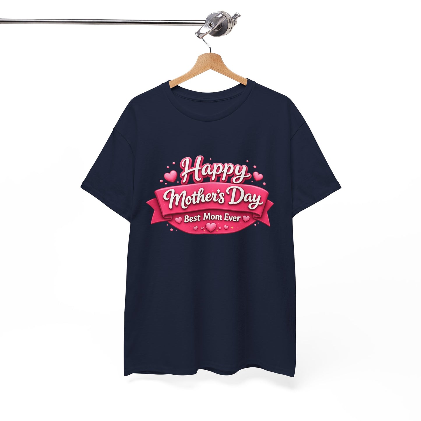 Mother's Day T-Shirt - "Happy Mother's Day Best Mom Ever" Pink Ribbon Design