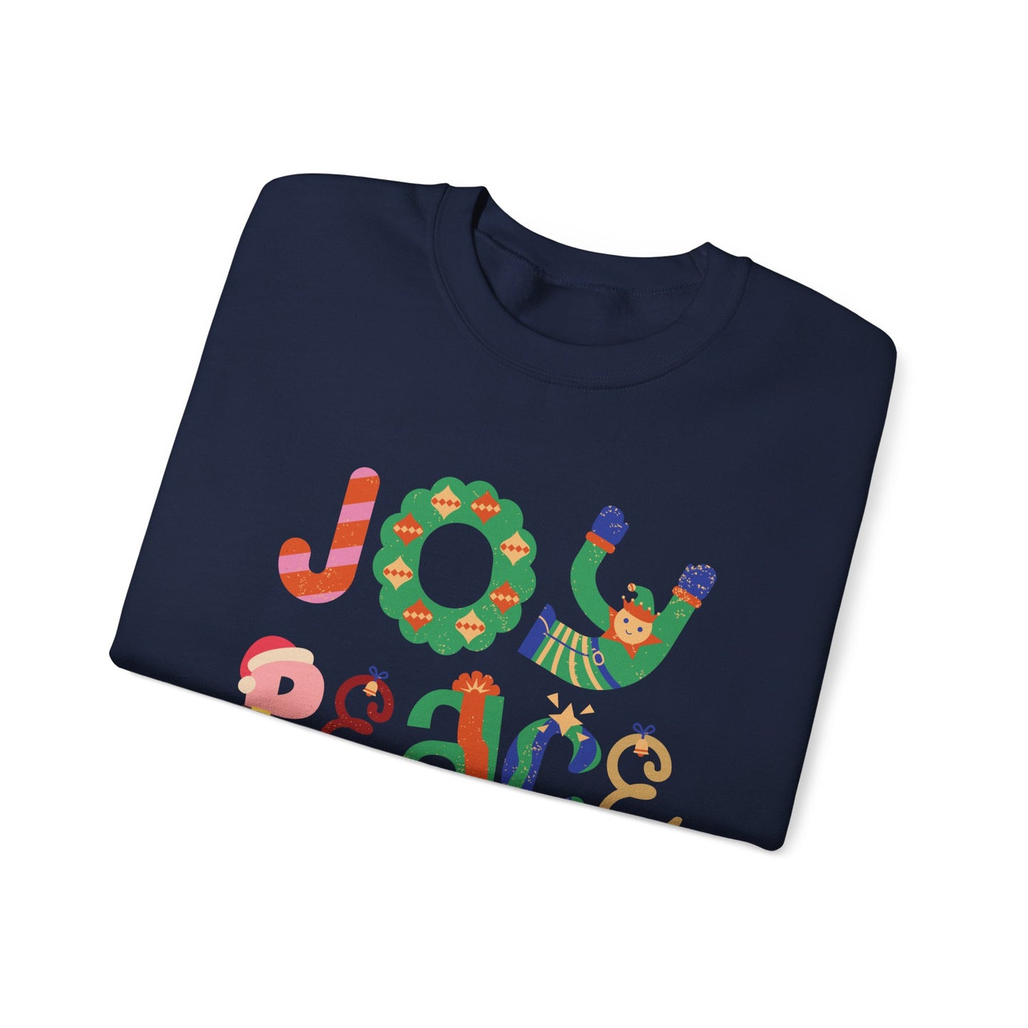 Joy Peace Love Unisex Crewneck Sweatshirt, Cozy Gift for Friends, Casual Wear, Relaxed Style, Perfect for Holidays, Uplifting Vibes