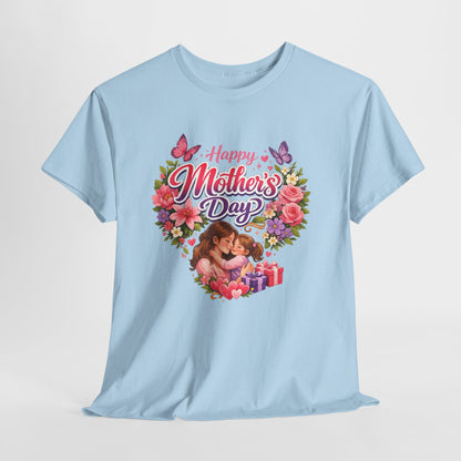 Mother's Day T-Shirt - "Happy Mother's Day" Floral Heart Design