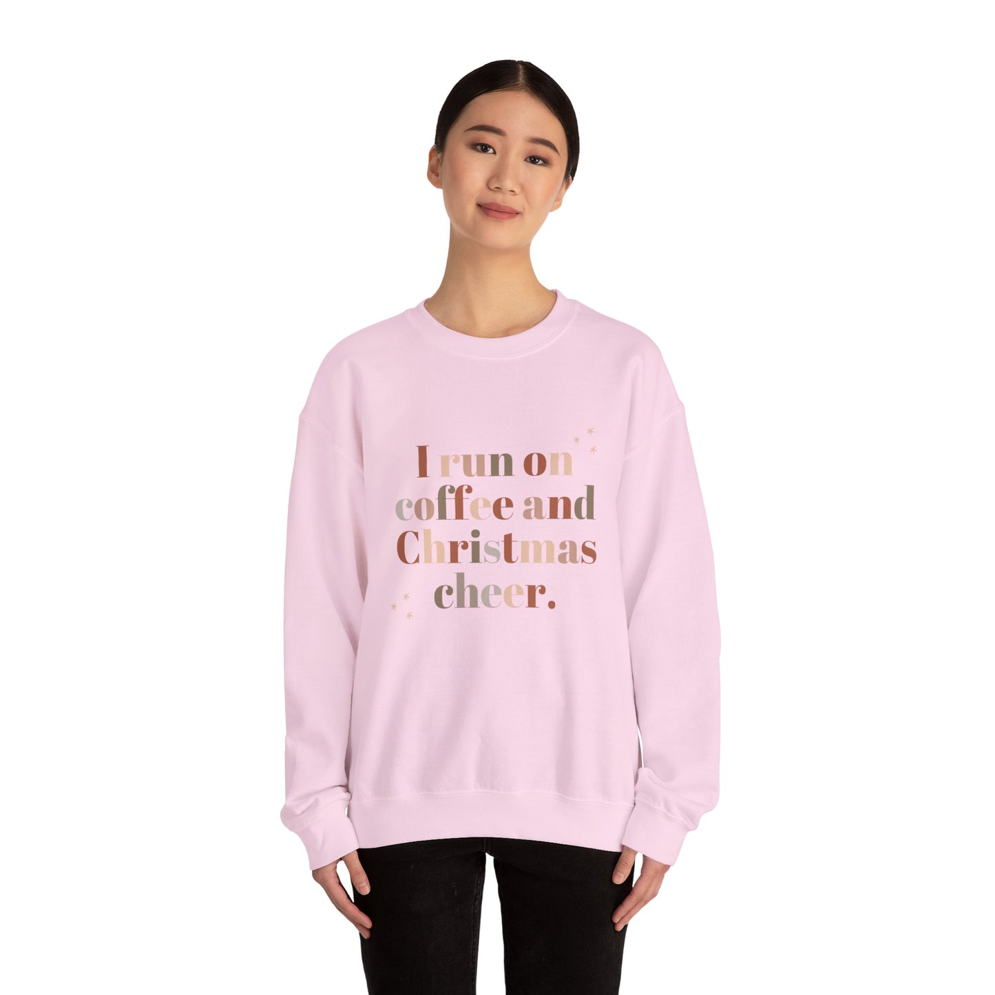 I Run on Coffee and Christmas Cheer Sweatshirt, Holiday Gift, Cozy Crewneck, Unisex Christmas Apparel, Winter Fashion, Warm Layer