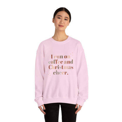 I Run on Coffee and Christmas Cheer Sweatshirt, Holiday Gift, Cozy Crewneck, Unisex Christmas Apparel, Winter Fashion, Warm Layer