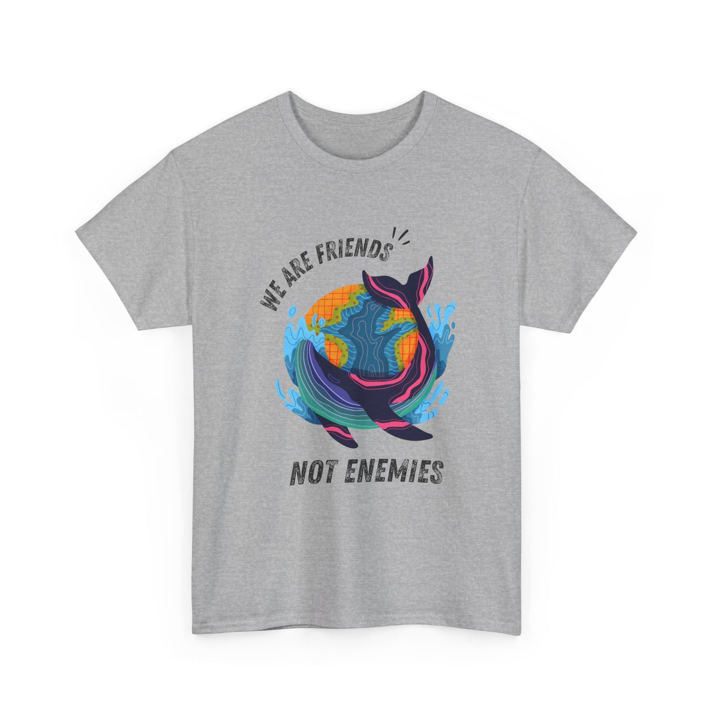 Earth-Friendly Unisex Heavy Cotton Tee - 'We Are Friends Not Enemies', Eco Apparel, Sustainable Fashion, Gift for Nature Lovers, Earth [...]