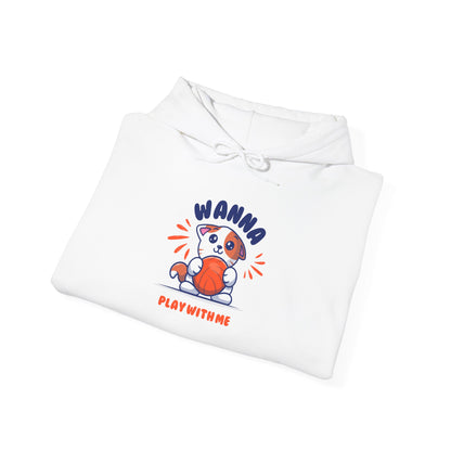 Bear "Wanna Play With Me" Hoodie — Cute Cartoon Plush Toy Graphic Sweatshirt