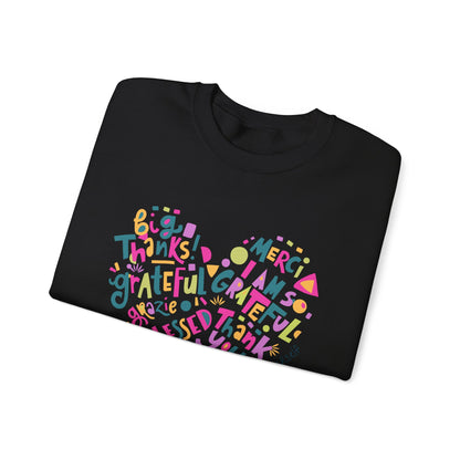 Heartfelt Gratitude Crewneck Sweatshirt, Cozy Gift, Unisex Apparel, Thankful Design, Thanksgiving, Casual Comfort, Year-Round Wear
