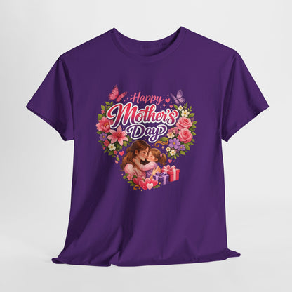 Mother's Day T-Shirt - "Happy Mother's Day" Floral Heart Design