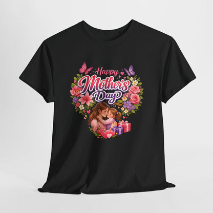 Mother's Day T-Shirt - "Happy Mother's Day" Floral Heart Design
