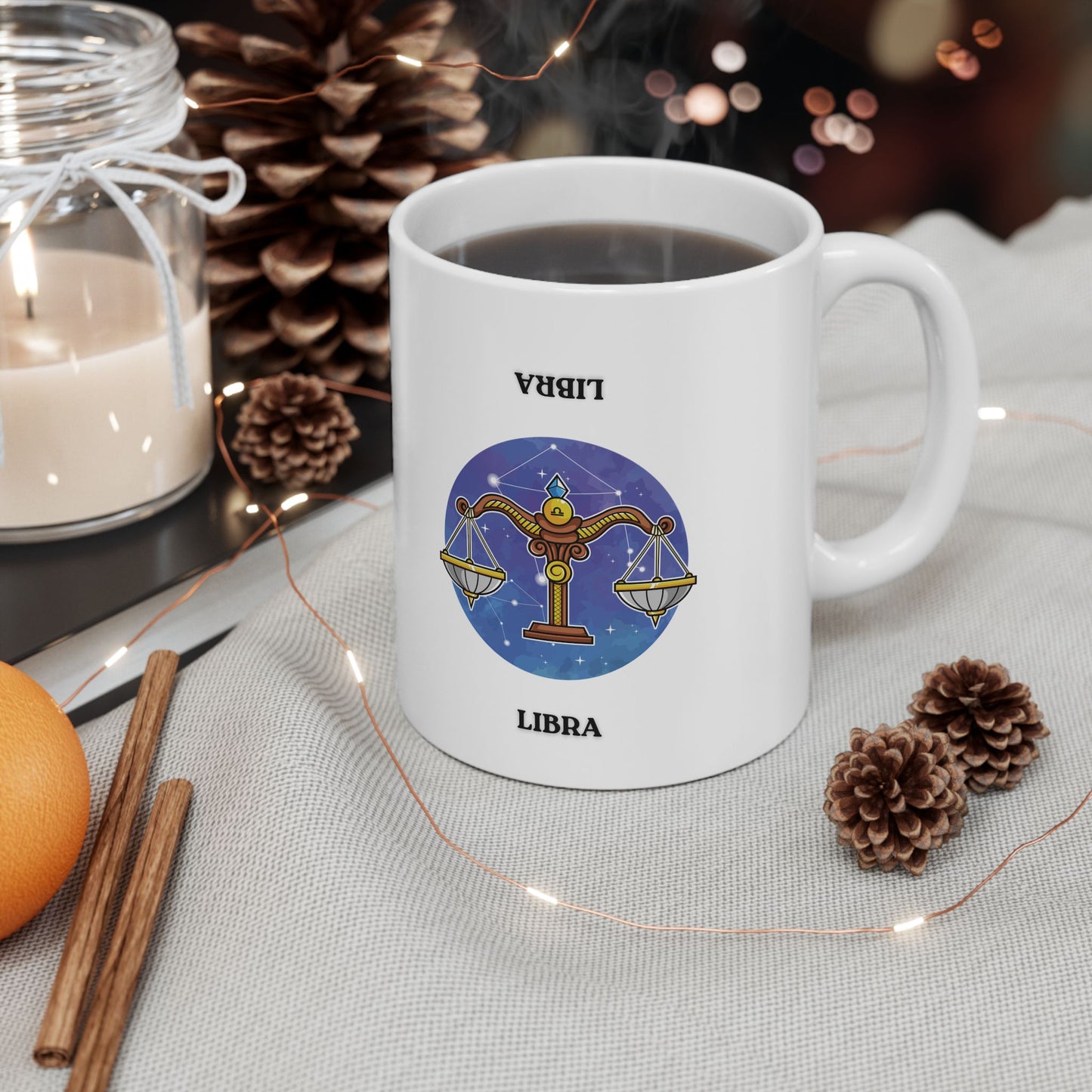 Celestial Balance Ceramic Mug | Zodiac Astrology Gift, Horoscope Lover's Cup, Unique Starry Design, Astrology Decor, Birthday Present