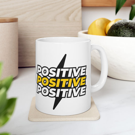 Positive Vibe Ceramic Mug, Motivational Coffee Cup, Gift for Friends, Inspirational Tea Mug, Cheerful Desk Decor, 11oz, 15oz
