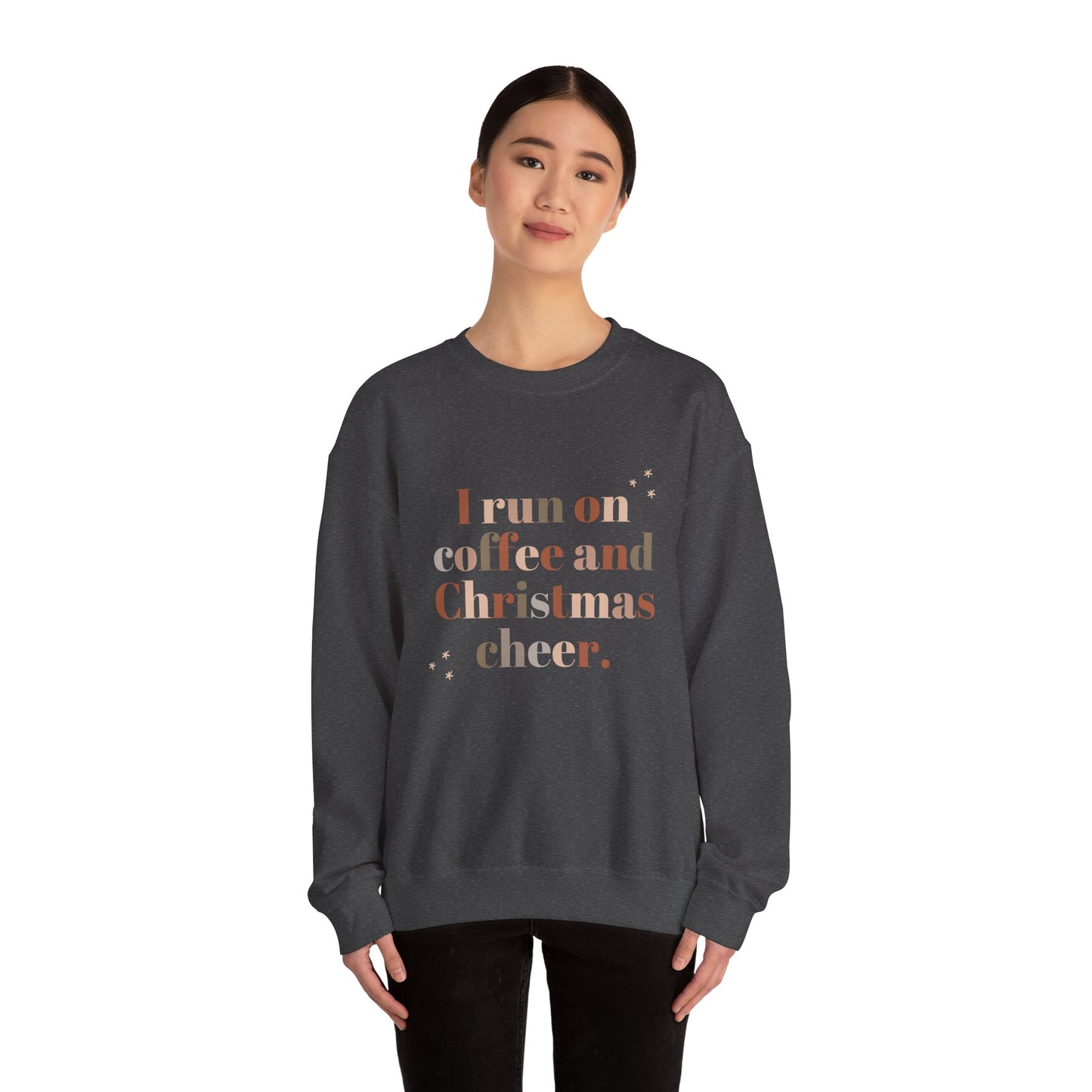 I Run on Coffee and Christmas Cheer Sweatshirt, Holiday Gift, Cozy Crewneck, Unisex Christmas Apparel, Winter Fashion, Warm Layer