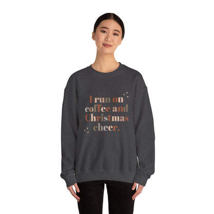 I Run on Coffee and Christmas Cheer Sweatshirt, Holiday Gift, Cozy Crewneck, Unisex Christmas Apparel, Winter Fashion, Warm Layer