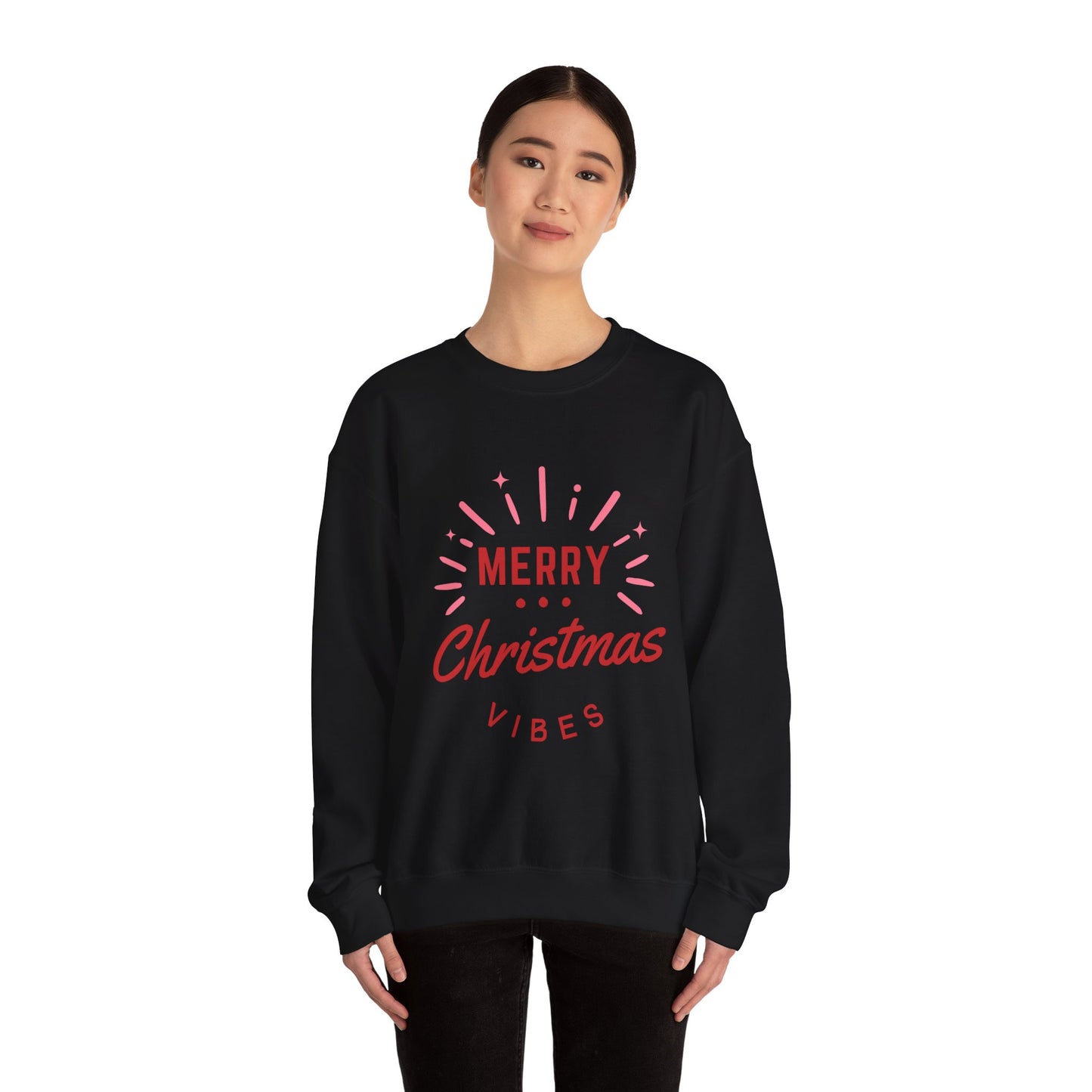 Merry Christmas Vibes Crewneck Sweatshirt | Cozy Holiday Wear, Unisex Winter Apparel, Christmas Gifts, Seasonal Fashion, Festive Sweatshirt