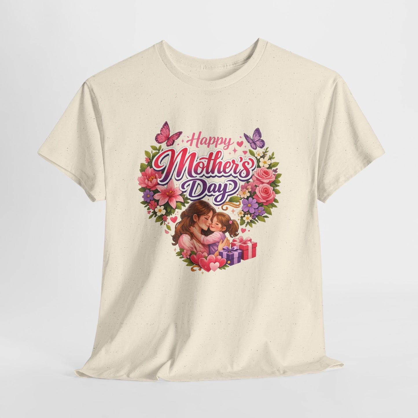Mother's Day T-Shirt - "Happy Mother's Day" Floral Heart Design