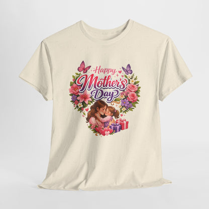 Mother's Day T-Shirt - "Happy Mother's Day" Floral Heart Design