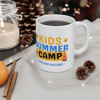 Kids Summer Camp Ceramic Mug - Adventure Awaits, Fun Gift for Campers, Nature Lovers, Camping Enthusiasts, Outdoor Activities