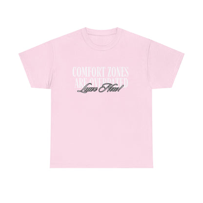 Comfort Zone Overrated Unisex Tee, Graphic Tee, Funny Shirt, Gift for Introvert, Leave Now Shirt, Minimalist Tee