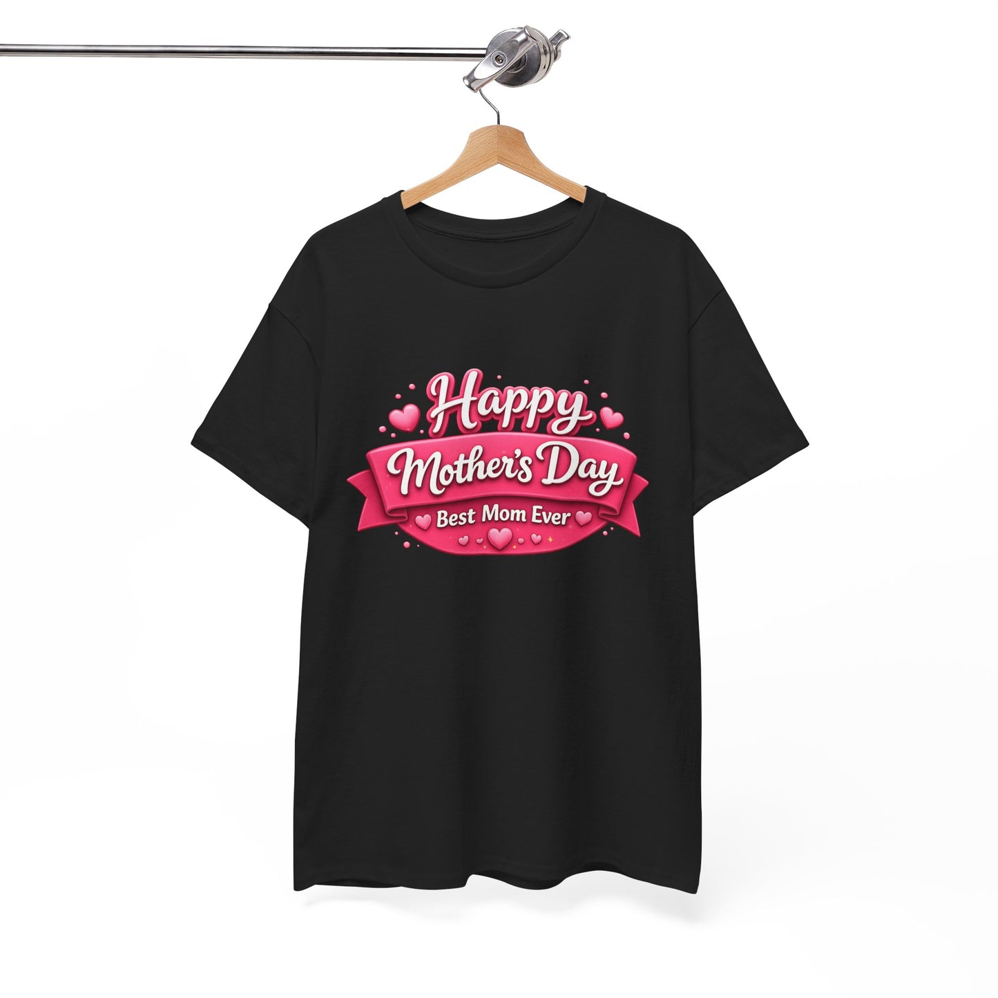 Mother's Day T-Shirt - "Happy Mother's Day Best Mom Ever" Pink Ribbon Design