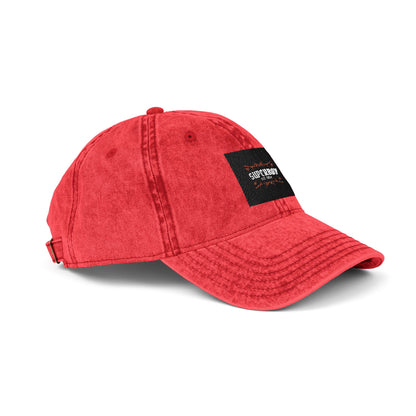 Vintage Embroidered Baseball Cap - Distressed Red with 'SUPREME' Logo Patch