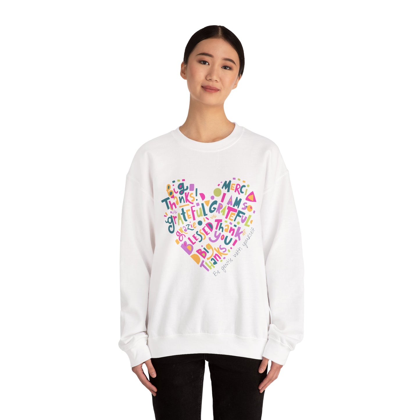 Heartfelt Gratitude Crewneck Sweatshirt, Cozy Gift, Unisex Apparel, Thankful Design, Thanksgiving, Casual Comfort, Year-Round Wear