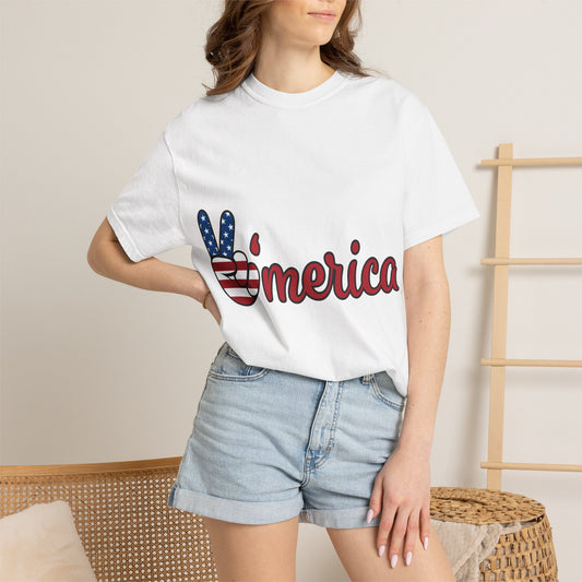 'Merica Peace Sign T-Shirt — Patriotic Fourth of July USA Tee