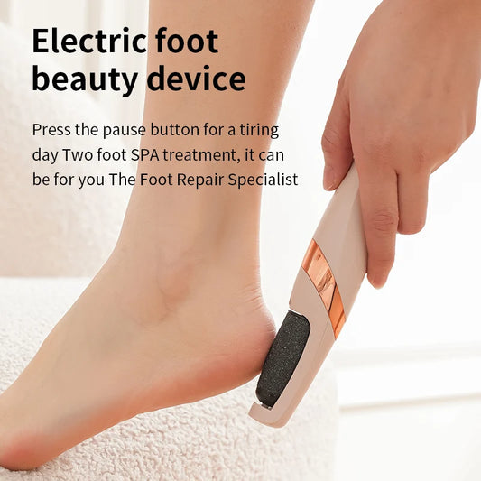 Electric Foot Scrubber, Portable and Easy to Carry, USB Rechargeable, Removes Dead Skin and Scrubs Feet, Replaceable Coarse and Fine Grinding Heads, Easily Creates Smooth Feet, Aids Personal Hygiene Care