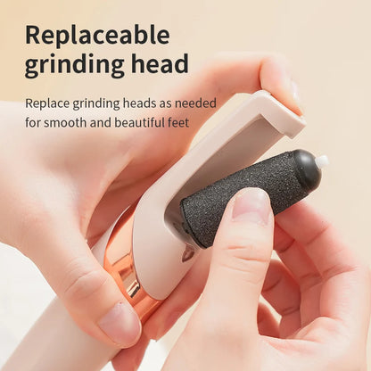 Electric Foot Scrubber, Portable and Easy to Carry, USB Rechargeable, Removes Dead Skin and Scrubs Feet, Replaceable Coarse and Fine Grinding Heads, Easily Creates Smooth Feet, Aids Personal Hygiene Care